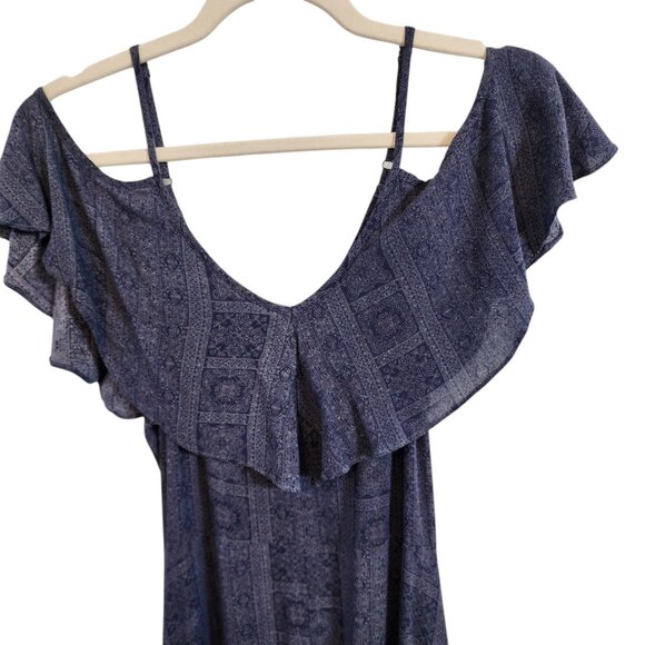 Rewind Hi Low Maxi Dress Blue and White Size M - Picture 2 of 5